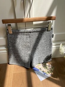 SHEIN EZwear Conjunto de verano shorts de ciclista de punto jaspeado