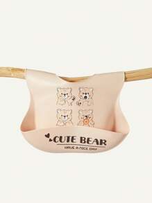 Cozy Pixies 1 件婴儿防水防尘可调节喂奶围兜，小熊卡通图案，四季皆宜