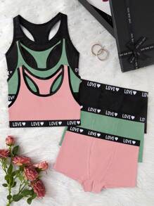 Snug Zone Letter Webbing Women's Lingerie Set (3 Tops + 3 Bottoms Combination) 6pcs/Set - Multicolor - View 4