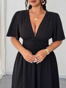 Elenzga Abito midi estivo elegante da donna con schiena aperta, versatile, nuova collezione primavera-estate 2025 - Multicolore - Visualizzare 2