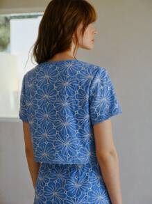 MOTF STUDIO EMBROIDERY DETAILED BUTTON UP BLOUSE