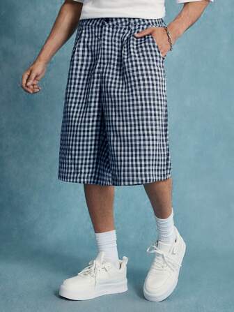 Street Life Pantaloncini casual con fantasia a quadri e tasche, vestibilità ampia, da uomo