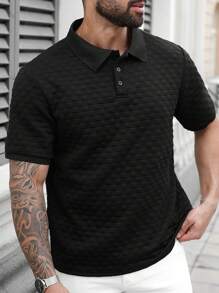 Manfinity CasualCool Plus Size Men's Fashion Polo Shirt, Suitable For Summer - Black - View 5