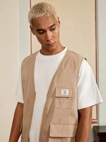 SWAVVY Loose Fit Men's Flap Pocket Vest Jacket (Without Tee), Fall, Winter