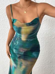 Chiquease Women's Fashionable Spaghetti Strap Dress, Suitable For Summer - Green - View 4