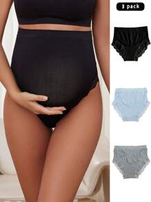 Moonlight & Mama 3pcs/Set Contrast Lace High-Waist Maternity Underwear Seamless