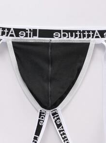 SHEIN Men's Letter Print Hollow Out Design Thong Sports