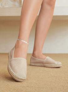 Styleloop Women's Casual Rhinestone Embellished Flat Sandals, Bohemian Style For Vacation - Apricot - View 4