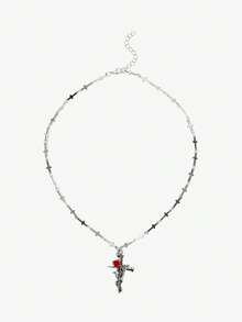 SHEIN ICON Vòng cổ choker hình thánh giá hoa hồng ngọt ngào và cay nồng sang trọng dành cho nữ - Nhiều màu - Xem 1