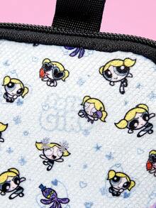 THE POWERPUFF GIRLS X SHEIN 泡泡图案零钱包，配有安全扣和拉链口袋，多功能收纳包，零钱收集袋，男女皆宜 - 彩色 - 查看 3