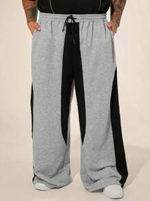 EASEVO Men's Plus Size Casual Black And Gray Loose Knit Long Pants - Grey - View 1