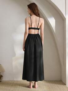 Ocili Ocili Vestido de mujer para estar en casa de crepé suave y amigable con la piel con diseño de nudo sencillo