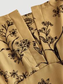 SHEIN MOD Plus Size Apricot Background With Vintage Print, Long Dress With Wide Strap, For Summer,Beach Dress Sundress,Holiday Outfits Boho,Corset Dress For Women