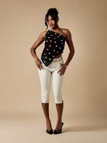 MISSGUIDED 优质牛仔七分裤经典弹力侧开衩七分裤夏季春季下装必备衣橱基本款 - 白色 - 查看 6