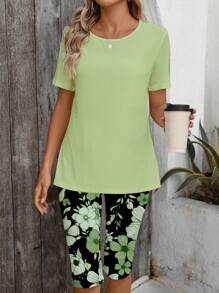 EMERY ROSE 2pcs Casual Floral Print Women Set, Suitable For Summer - Multicolor - View 5