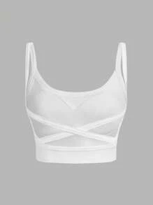 SHEIN VCAY Bộ 3 Áo Bra Thể Thao Racerback Dáng Rộng Cho Nữ, Màu Đen, Xanh Lá Đậm, Trắng, Thích Hợp Cho Mùa Hè - Nhiều màu - Xem 3