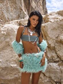 MUSERA Fluffy Fur Mini Skirt Spring, Summer, Holiday, Vacation, Ibiza, Festival, Rave, Cool Girl