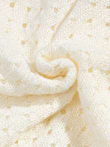 ROMWE MEN Casual Men's Vacation Fashion Open Front Flower Crochet Knit Cardigan, Summer - Apricot - View 4