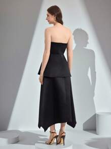 Poshira Vestido de mujer de unicolor y longitud media, elegante y apropiado para el verano