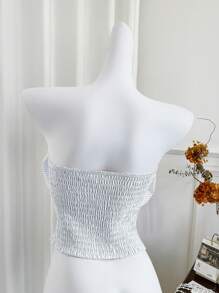 Sweetra Spring-Summer Bowknot Stripe Slim-Fit Sleeveless Cropped Shoulder-Revealing Blouse, Versatile - Blue - View 2