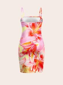 Vestido casual de chica adolescente con estampado floral minimalista sin mangas hasta la pantorrilla, apto para el verano