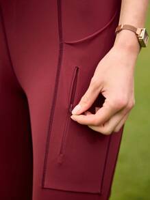 Leggings deportivos minimalistas de cintura con cordón de color liso