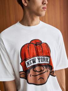 Manfinity VCAY Conjunto de 2 peças de camiseta masculina de malha casual para o dia a dia, camiseta solta de manga curta e shorts retos com cós elástico, roupa de verão para escola - Vermelho e branco - Ver 6