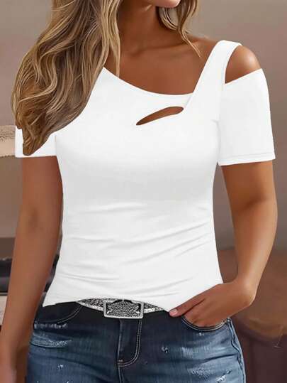 INAWLY Camiseta de Manga Curta Básica Plus Size, Moda de Verão e Outono para Mulheres