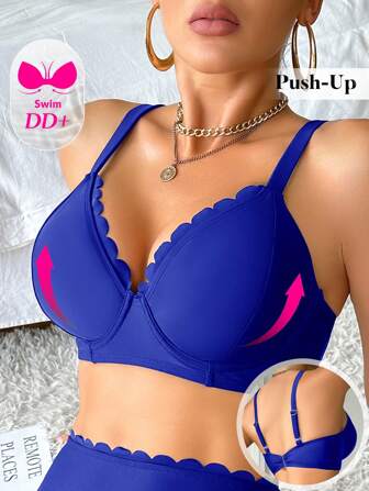 Swim DD+ Women Spring/Summer Beach Swimwear, Beachwear, Solid Color DD+ Bikini Top