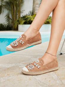 Styleloop Cuccoo Brown Beaded Rhinestone Braided Strap Flat Fisherman Loafers For Women - Brown - View 3