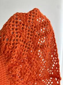 Elamini Áo yếm hở lưng dệt kim nhẹ màu cam dành cho nữ khi đi nghỉ - trái cam - Xem 7