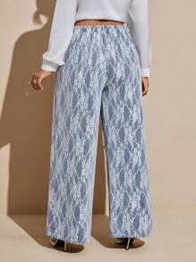 Viva Relle Pantalones de pierna ancha elegantes y de uso diario con estampado integral y bolsillos para tallas grandes