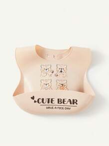 Cozy Pixies 1 件婴儿防水防尘可调节喂奶围兜，小熊卡通图案，四季皆宜