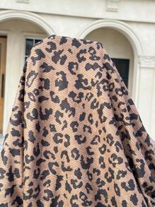 Muchica Plus Size Loose Straight Leg Pants With Leopard Print, Casual, For Autumn/Winter