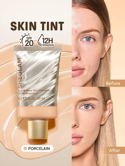 Dew & Done Teint Teinté Spf20-Porcelain Marque Beauté Visage Maquillage CosméTique Pour Femmes Filles Parfait Pour Hiver IdéAl Pour Y2K ÉLéGant Mode Adapté Pour Anniversaire Xmas Cadeau FêTe PrêT Meilleure Couleur