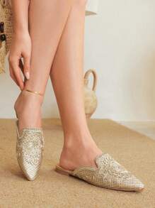 Styleloop Women Flat Casual Shoes, Versatile & Practical - Gold - View 3