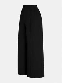 SHEIN Clasi 2件套女士加大码侧系带上衣和裤子套装 - 黑色 - 查看 5