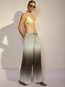 COSMINA 女士渐变色抽绳腰阔腿宽松裤 - 棕色 - 查看 4