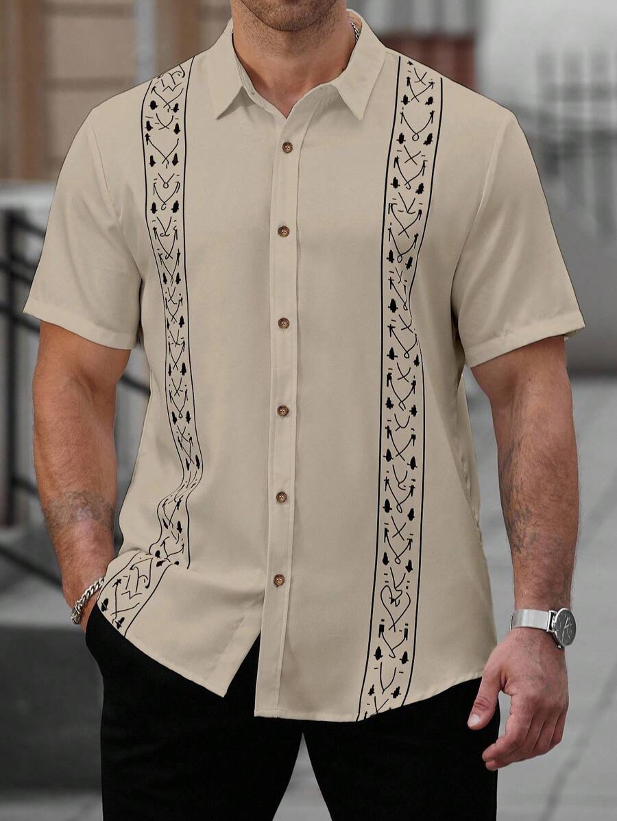 Manfinity CasualCool 大码男士夏季假日风格短袖衬衫