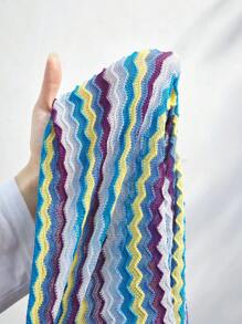 Maija 女式多色波浪条纹印花太阳裙，浪漫休闲夏装，别致几何提花针织短袖海滩/度假波西米亚风格 - 彩色 - 查看 7