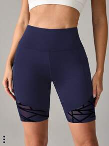 Gameset SHEIN Sport 女士运动紧身裤，纯色，时尚，适合夏季运动短裤