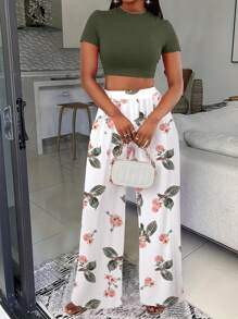 SHEIN Tall Women Two Pieces Outfits For Daily Wear - Green - View 4