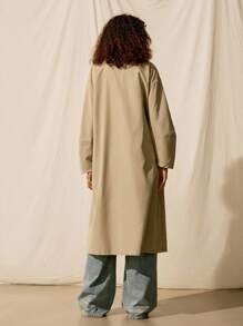 Easelle Women's Autumn Solid Color Casual Mid-Length Trench Coat, Suitable For Daily Wear And Street Wear