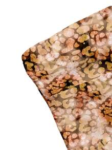 Shutterstock Ladies Brown, Leopard, Camouflage, Mottled Casual Crop Tops, Suitable For Summer, Vacation, EDC, Music Festival - Rust Brown - View 4