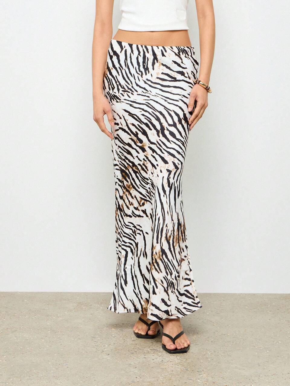 AiiRZ Zebra Print Maxi Skirt Floor Length Animal Pattern Resort Wear Beach Cover Up Flowing Summer Holiday Festival Vacation Beachwear