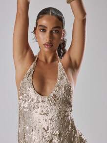 MUSERA Scoop Halter Neck V Hem Sequin Top Spring, Summer, Holiday, Vacation, Ibiza, Festival, Rave, Cool Girl, Night Out