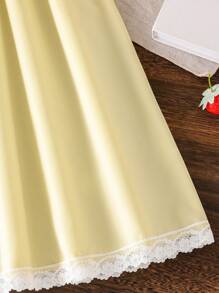 Elladie kids 女童蕾丝花边荷叶边袖连衣裙，甜美可爱风格，优雅清新，夏季 - 黃色 - 查看 6
