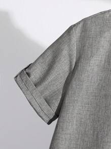 SHEIN Tween Boy Casual Short Sleeve Shirt And Pants Set - Black - View 6