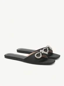CUCCOO CHICEST Women's Slip-On Casual Flat Sandals With Double Round Decorative Woven Accents, Simple Elegant Vacation Style Coffee Brown PU Leather Flats - Black - View 9