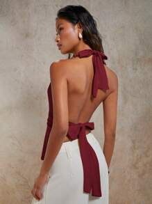 COSMINA Abito elegante da donna con scollo a V profondo e fibbia in metallo, adatto per primavera/estate